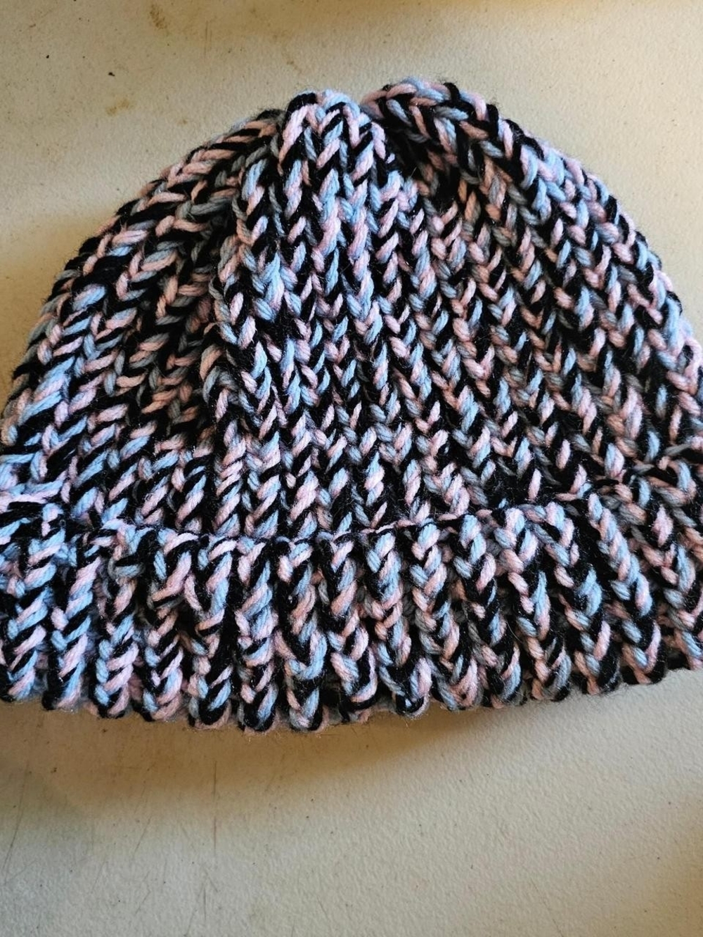Cozy Kids Knit Beanie in Pink & Black
